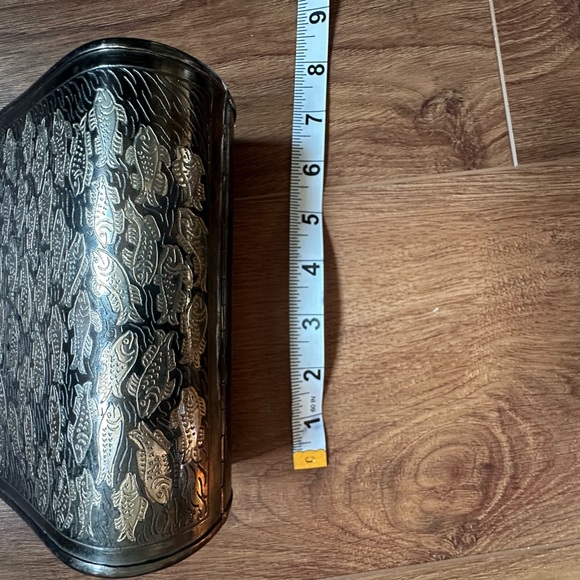 Vintage mix metal brass silver bronze crossbody bag clutch purse fish seahorse - Picture 12 of 14